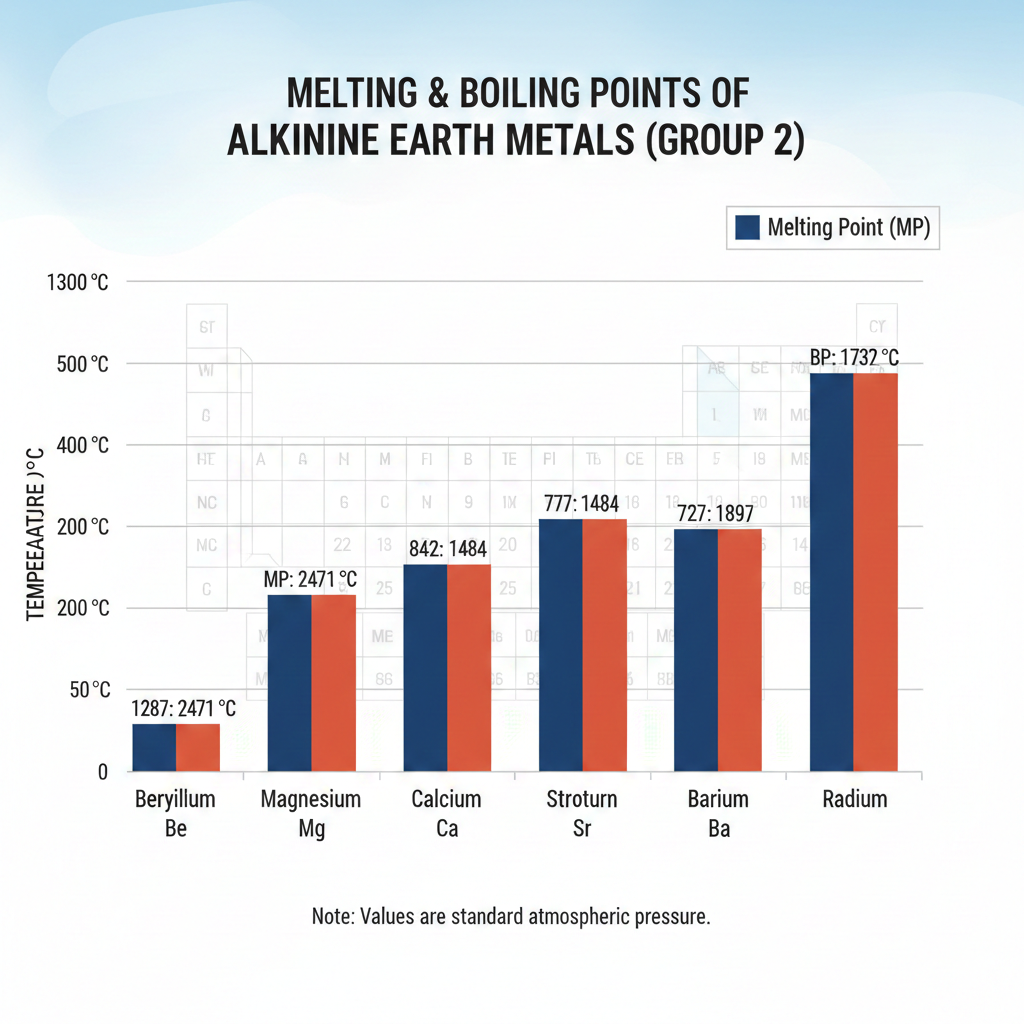 Graph showing Melting & Boiling points Alkaline Earth Metals