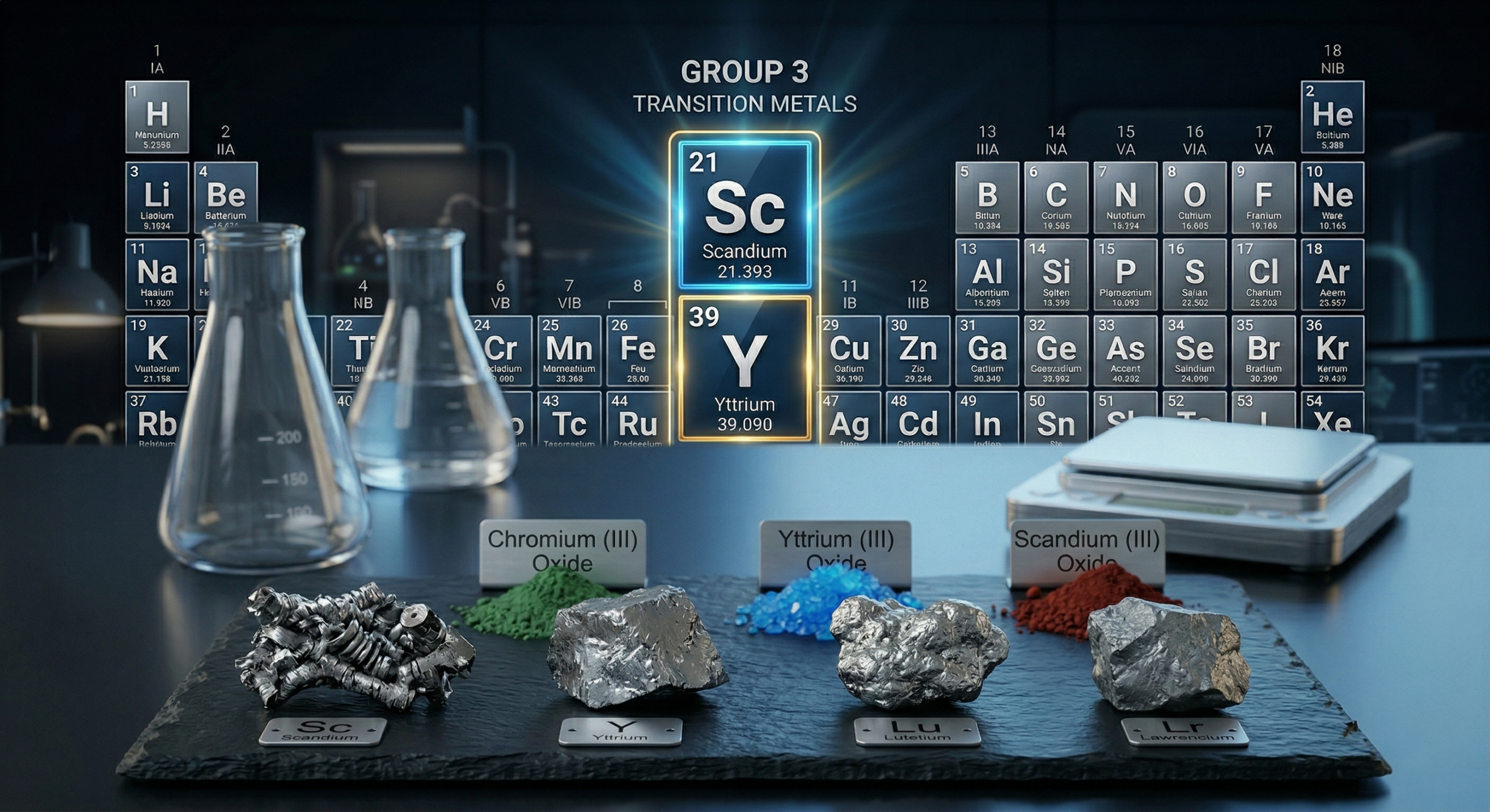 Image of Group 3 Transition Metals in the Periodic Table