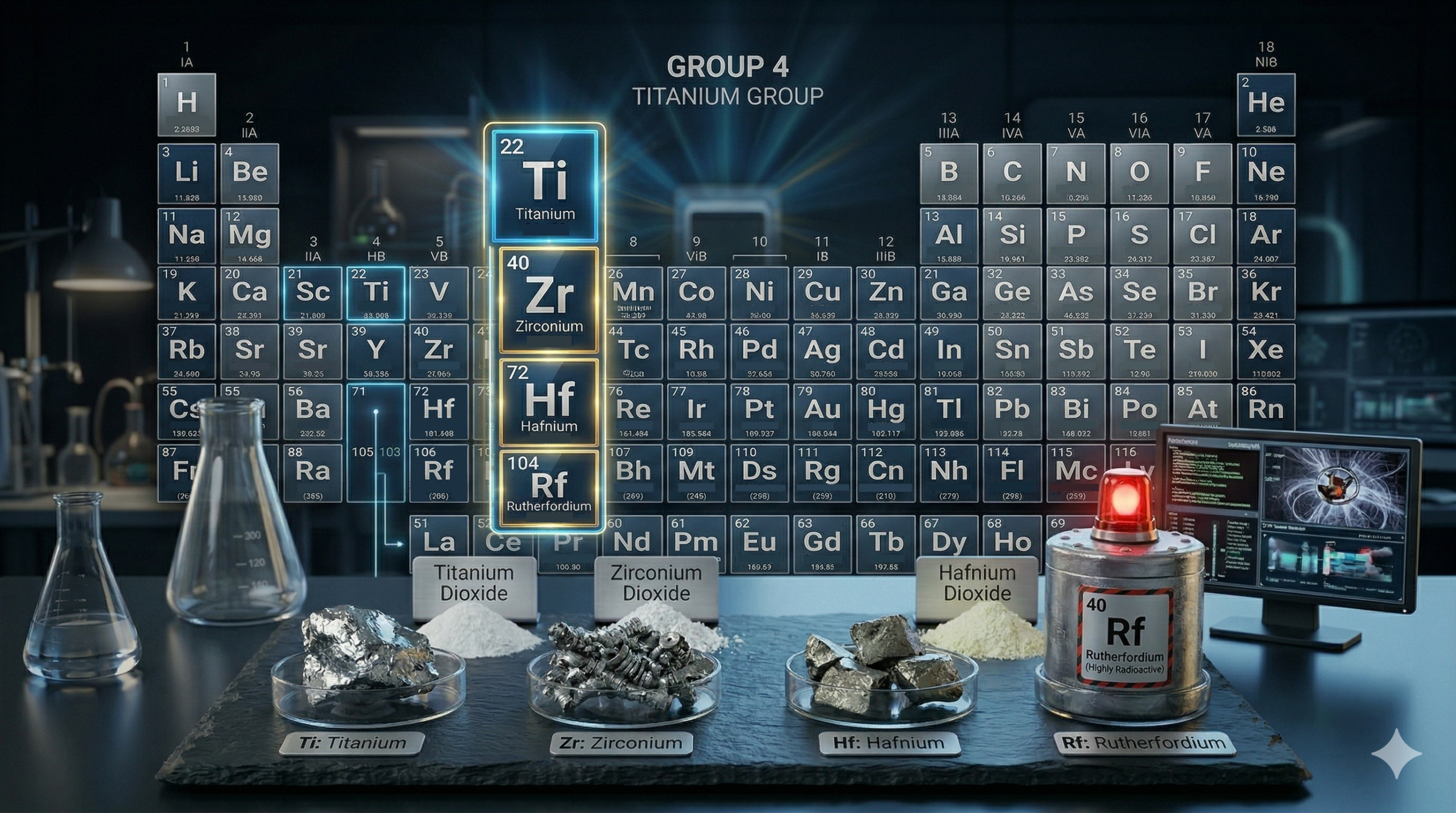 Image of the Periodic Table with the focus on Group 4 elements 