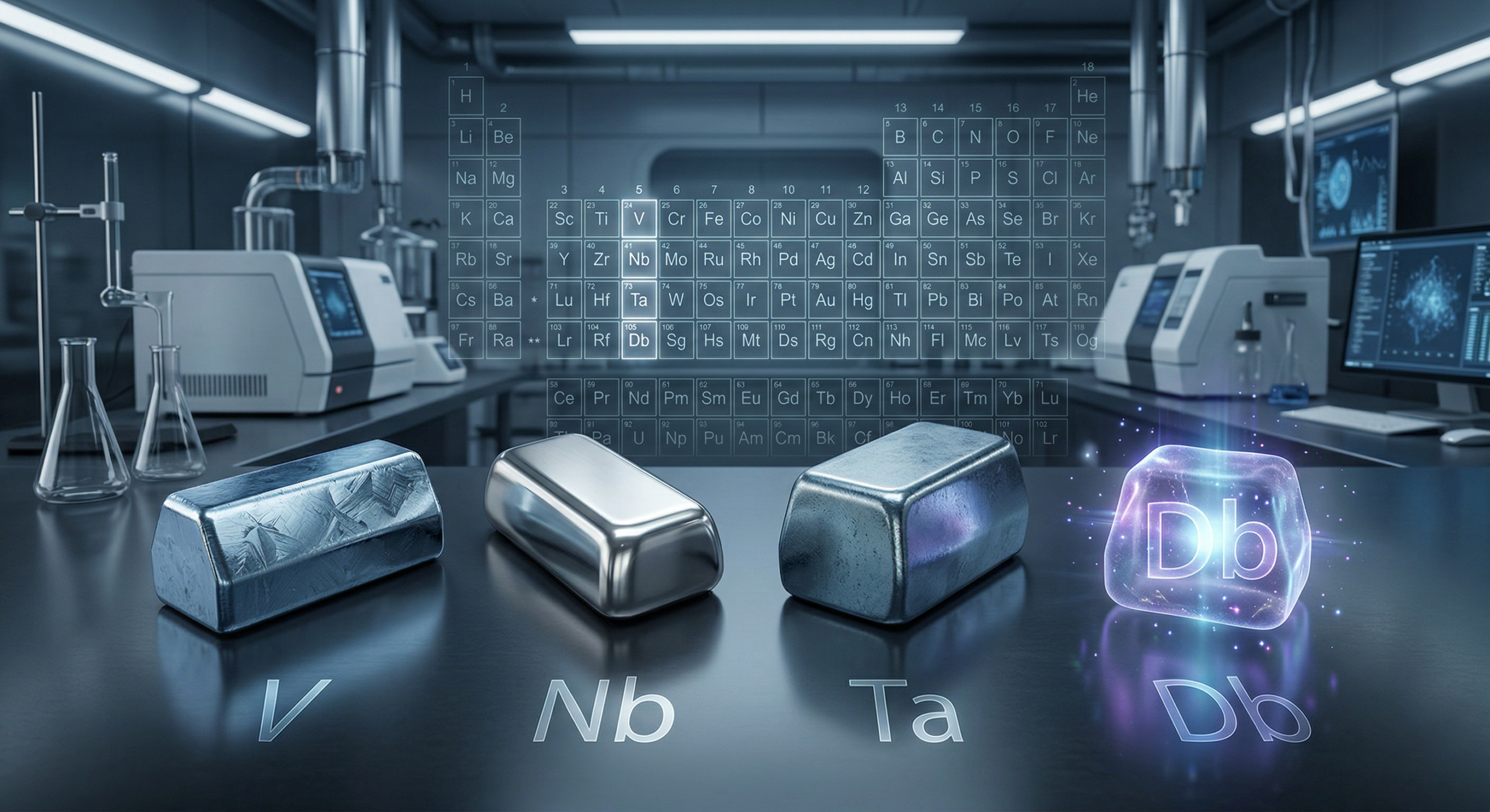 Image Group 5 Elements - vanadium, niobium, tantalum, and the lab-created dubnium