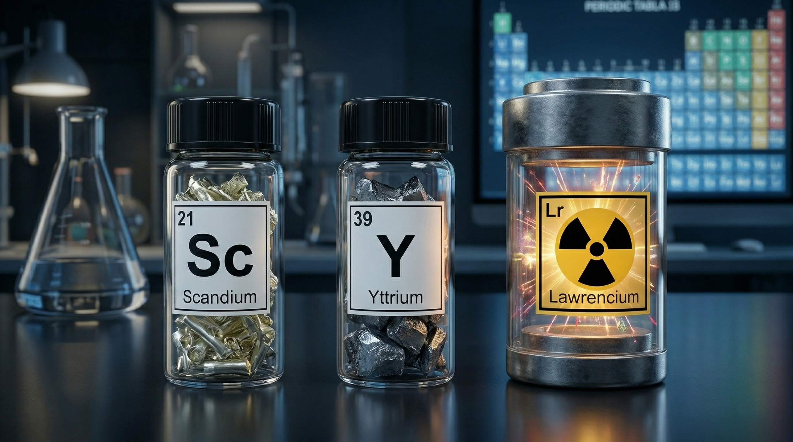 Image of Transition metals in Group 3: scandium, yttrium and lawrencium