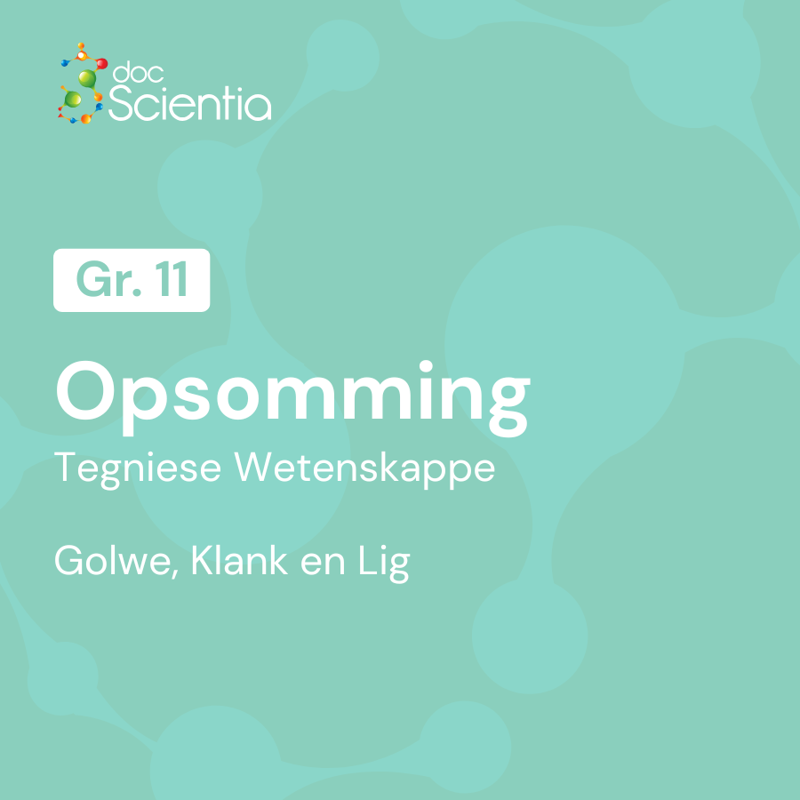 Opsommings Graad 11 Tegniese Wetenskappe – Golwe, Klank en Lig